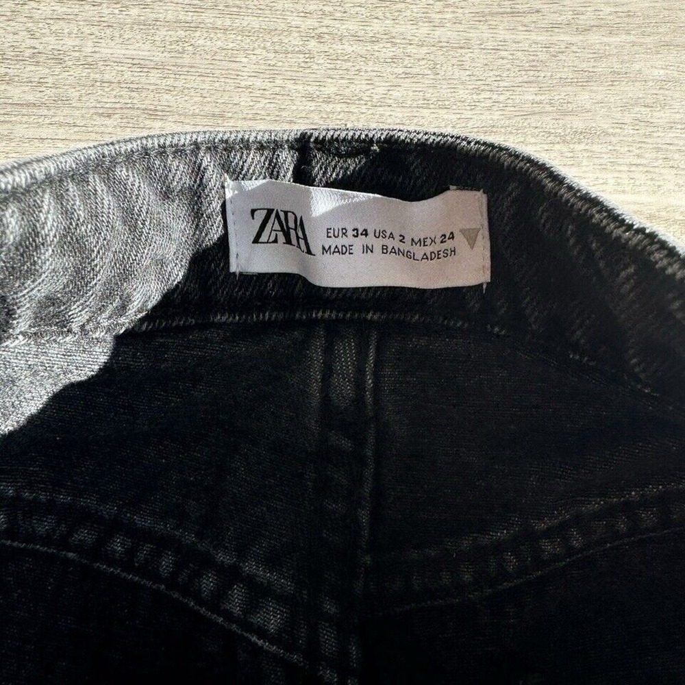 NWOT ZARA Women Junior Black Denim Cut Off Short Shorts Size 2 #494 - Picture 2 of 4